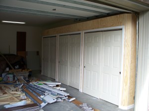 Triple closets in garage